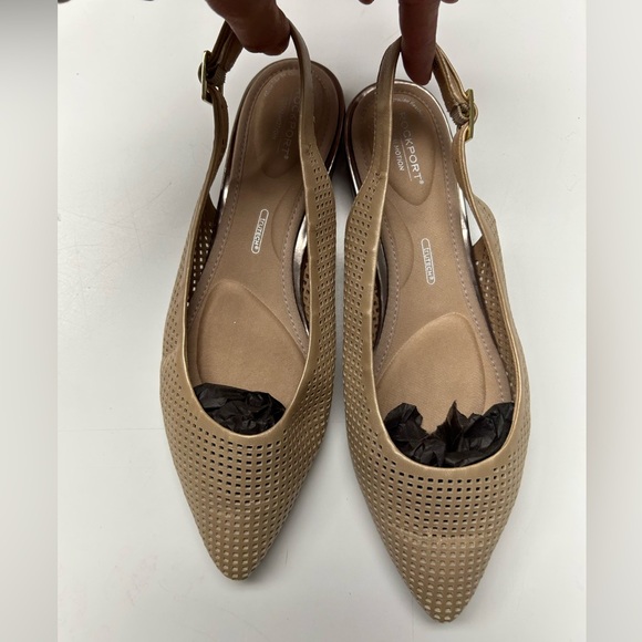 Rockport Beige Perforated Slingback Flats Size 7.5 - Picture 3 of 6